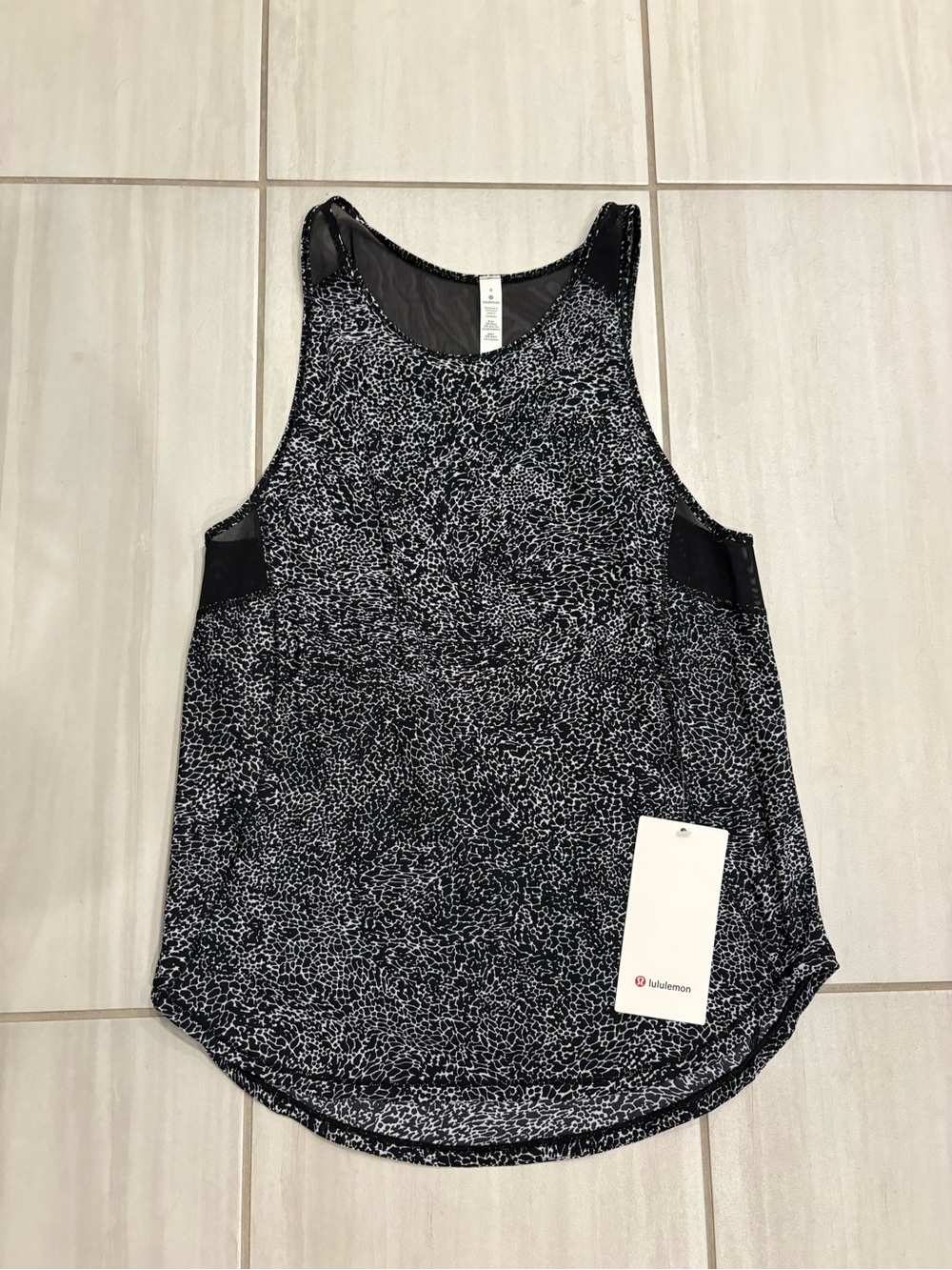 lululemon athletica Black & White Speckled Mesh-Panel Tank